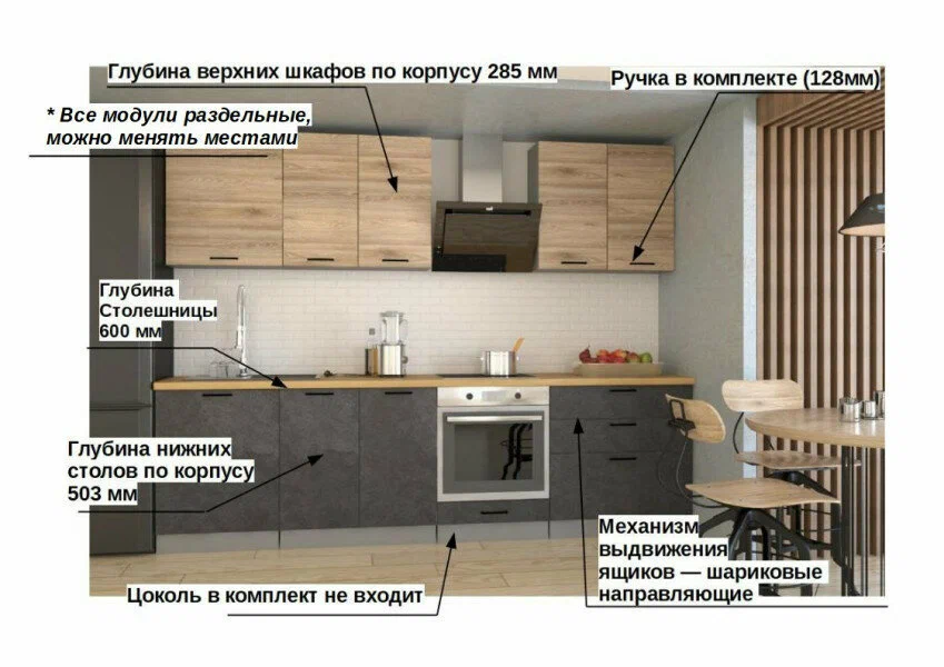 Кухонный гарнитур Лофт арт. 17 - 2800 в Екатеринбурге - gold-germes.ru | фото 2