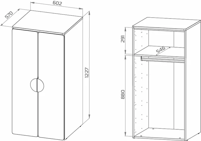 Шкаф распашной Пикси со штангой высотой 120 см, белый в Екатеринбурге - gold-germes.ru | фото 4