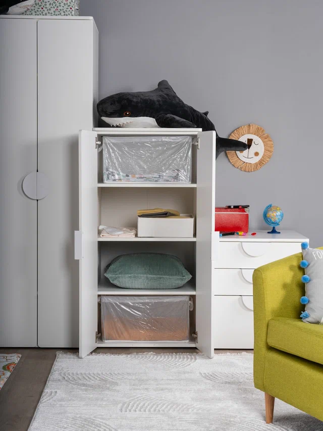 Шкаф распашной Пикси с полками высотой 120 см, белый в Екатеринбурге - gold-germes.ru | фото 2