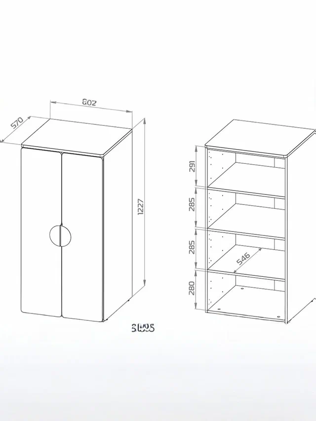 Шкаф распашной Пикси с полками высотой 120 см, белый в Екатеринбурге - gold-germes.ru | фото 4