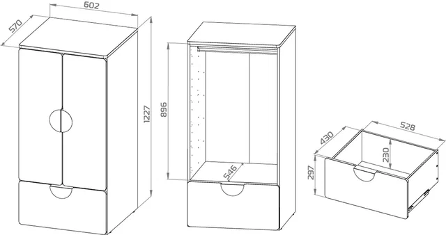 Шкаф распашной Пикси с ящиком высотой 120 см, белый в Екатеринбурге - gold-germes.ru | фото 4
