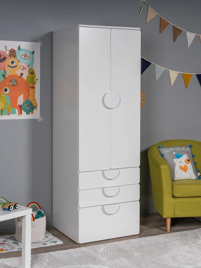 Шкаф распашной Пикси с ящиками высотой 180 см, белый в Екатеринбурге - gold-germes.ru | фото