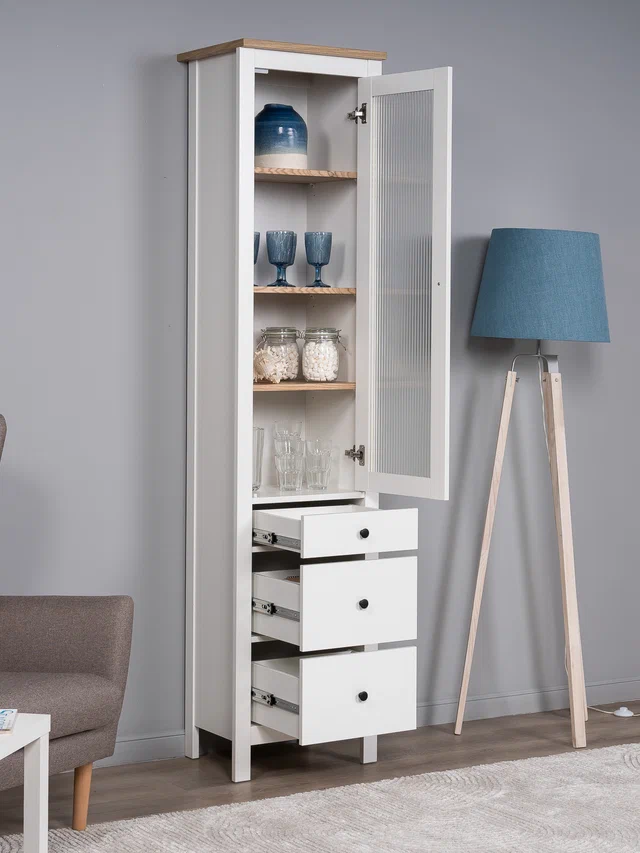 Шкаф Сага 50 с витриной мору, белый в Екатеринбурге - gold-germes.ru | фото 2