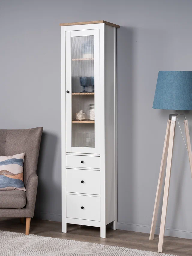 Шкаф Сага 50 с витриной мору, белый в Екатеринбурге - gold-germes.ru | фото