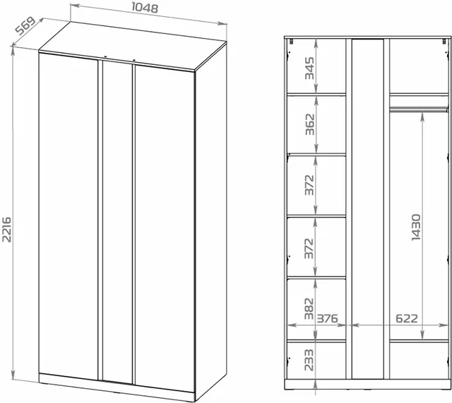 Шкаф распашной Варма Стор 100, белый в Екатеринбурге - gold-germes.ru | фото 4