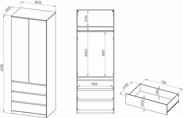 Шкаф распашной Варма Стор 80, белый в Екатеринбурге - gold-germes.ru | фото 5