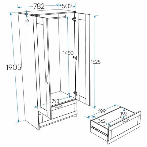 Шкаф Сириус, 2 двери и 1 ящик, дуб сонома в Екатеринбурге - gold-germes.ru | фото 5