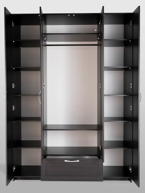 Шкаф Сириус 4-х дверный с ящиком и зеркалами высотой 220 см, дуб венге в Екатеринбурге - gold-germes.ru | фото 3