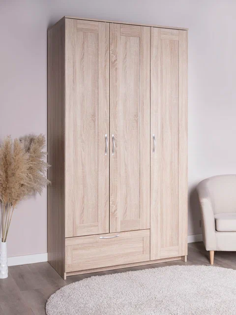 Шкаф ГУД ЛАКК Сириус, 3 двери и 1 ящик, дуб сонома в Екатеринбурге - gold-germes.ru | фото 2