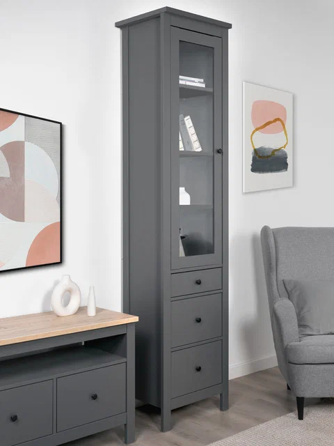 Шкаф Сага 50 с витриной, серый в Екатеринбурге - gold-germes.ru | фото