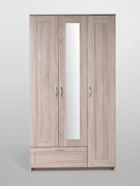 Шкаф ГУД ЛАКК Сириус, 3 двери и 1 ящик с зеркалом, дуб сонома в Екатеринбурге - gold-germes.ru | фото 3