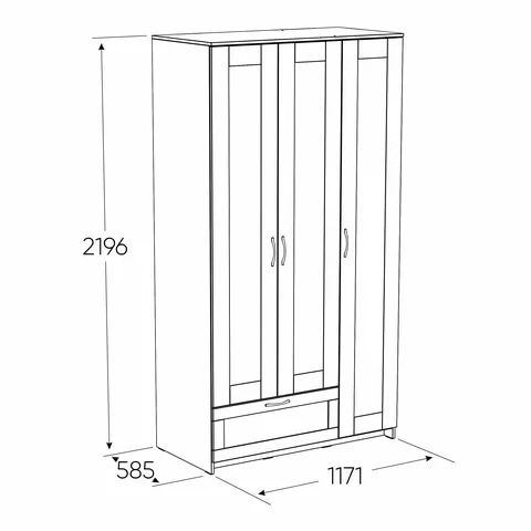 Шкаф ГУД ЛАКК Сириус, 3 двери и 1 ящик с зеркалом, дуб сонома в Екатеринбурге - gold-germes.ru | фото 4