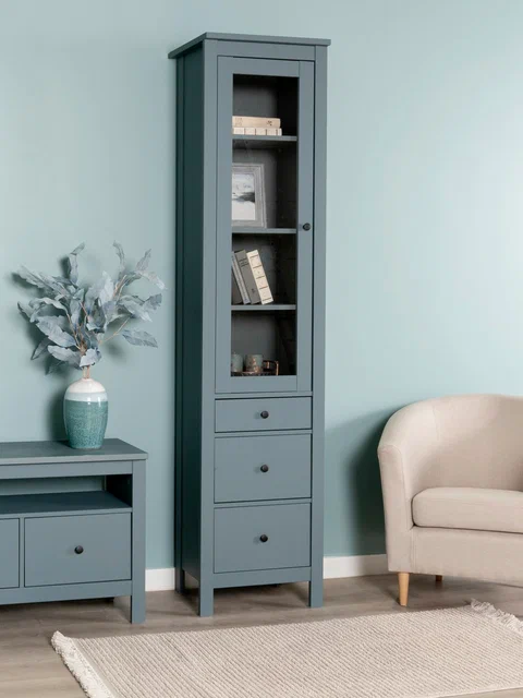 Шкаф Сага 50 с витриной, темно-бирюзовый в Екатеринбурге - gold-germes.ru | фото