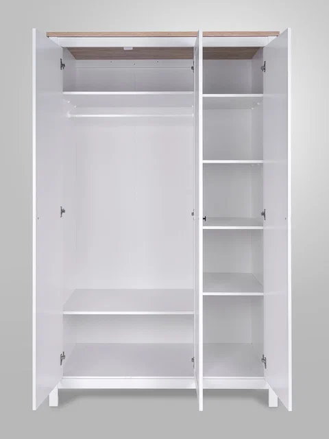 Шкаф распашной Сага, 3 двери с зеркалом, белый/ясень в Екатеринбурге - gold-germes.ru | фото 3