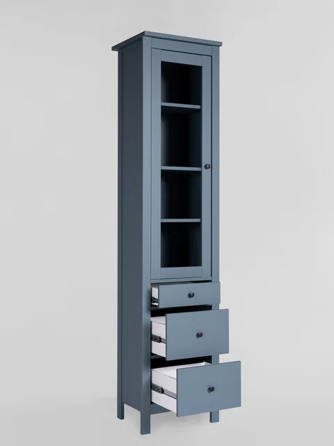 Шкаф Сага 50 с витриной, темно-бирюзовый в Екатеринбурге - gold-germes.ru | фото 2