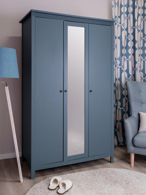 Шкаф распашной Сага, 3 двери с зеркалом, темно-бирюзовый в Екатеринбурге - gold-germes.ru | фото 2