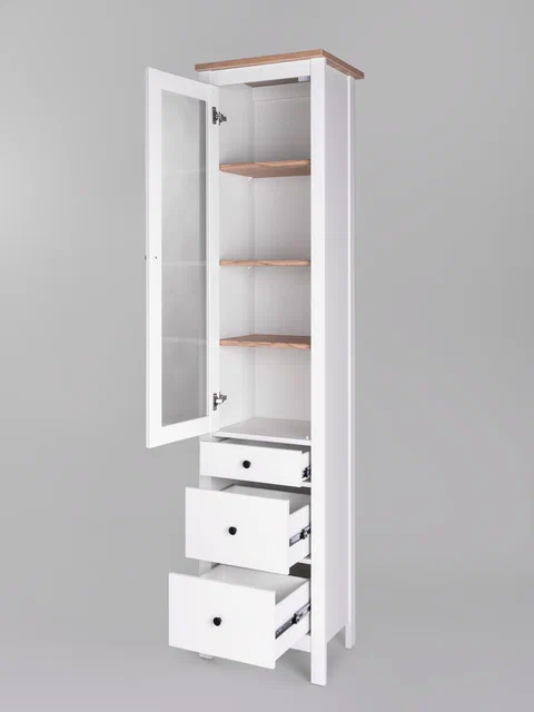 Шкаф Сага 50 с витриной, белый/ясень в Екатеринбурге - gold-germes.ru | фото 2