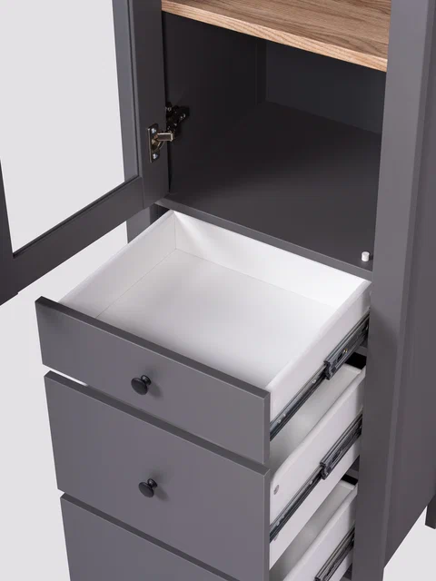 Шкаф Сага 50 с витриной, серый/ясень в Екатеринбурге - gold-germes.ru | фото 3