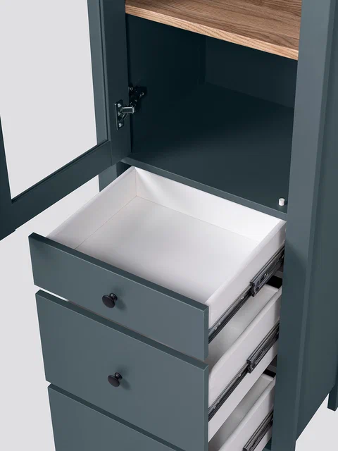 Шкаф Сага 50 с витриной, темно-бирюзовый/ясень в Екатеринбурге - gold-germes.ru | фото 4