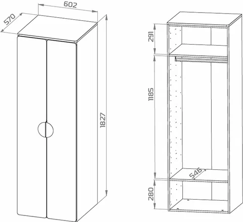 Шкаф распашной Пикси высотой 180 см, голубой в Екатеринбурге - gold-germes.ru | фото 4