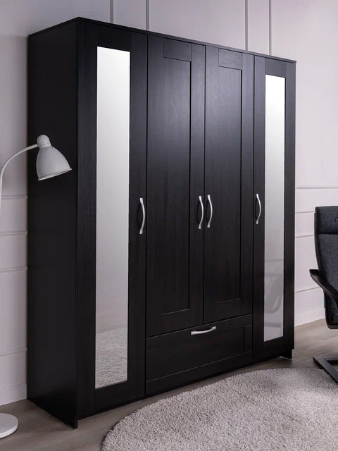 Шкаф Сириус 4-х дверный с ящиком и зеркалами высотой 190 см, дуб венге в Екатеринбурге - gold-germes.ru | фото 2