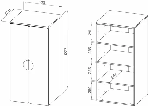 Шкаф распашной Пикси с полками высотой 120 см, светло-розовый в Екатеринбурге - gold-germes.ru | фото 4