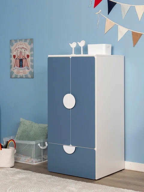 Шкаф распашной Пикси с ящиком высотой 120 см, голубой в Екатеринбурге - gold-germes.ru | фото