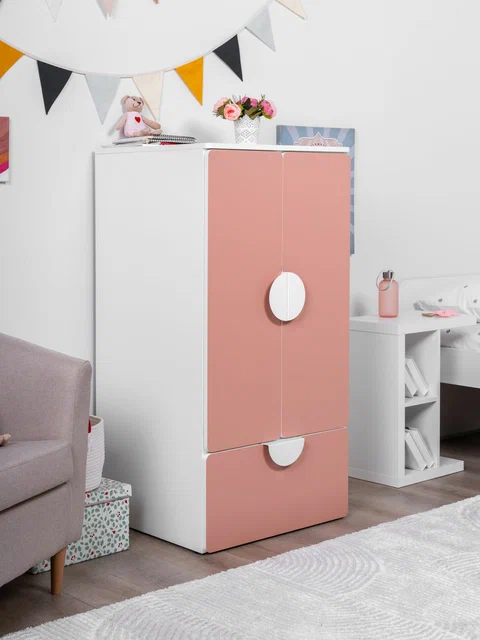 Шкаф распашной Пикси с ящиком высотой 120 см, светло-розовый в Екатеринбурге - gold-germes.ru | фото