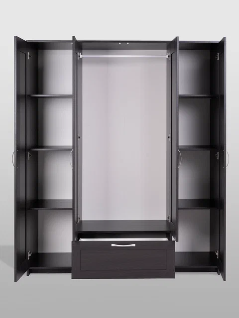 Шкаф Сириус 4-х дверный с ящиком и зеркалами высотой 190 см, дуб венге в Екатеринбурге - gold-germes.ru | фото 3