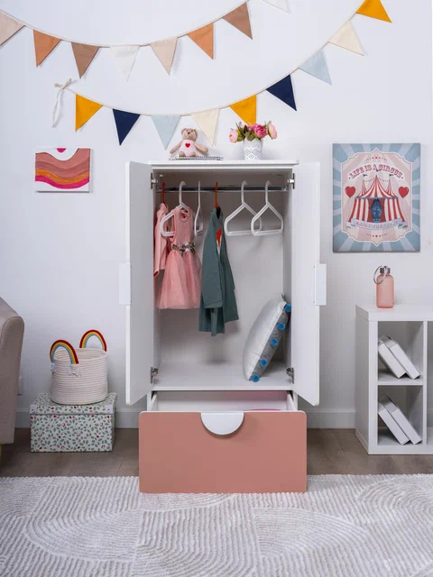 Шкаф распашной Пикси с ящиком высотой 120 см, светло-розовый в Екатеринбурге - gold-germes.ru | фото 2