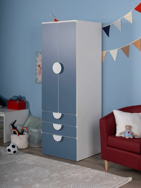 Шкаф распашной Пикси с ящиками высотой 180 см, голубой в Екатеринбурге - gold-germes.ru | фото