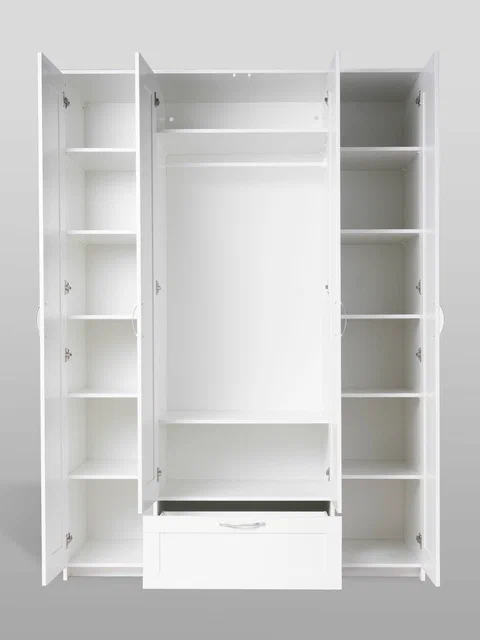 Шкаф Сириус 4-х дверный с ящиком и зеркалами высотой 220 см, белый в Екатеринбурге - gold-germes.ru | фото 3