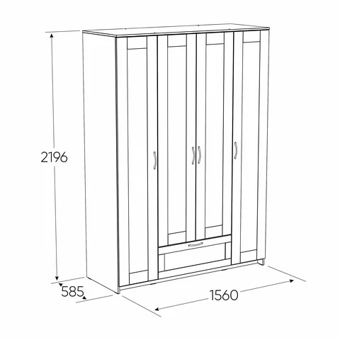 Шкаф Сириус 4-х дверный с ящиком и зеркалами высотой 220 см, дуб венге в Екатеринбурге - gold-germes.ru | фото 4