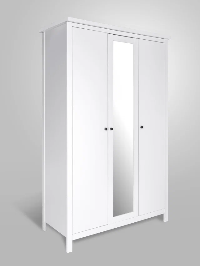 Шкаф распашной Сага, 3 двери с зеркалом, белый в Екатеринбурге - gold-germes.ru | фото 2
