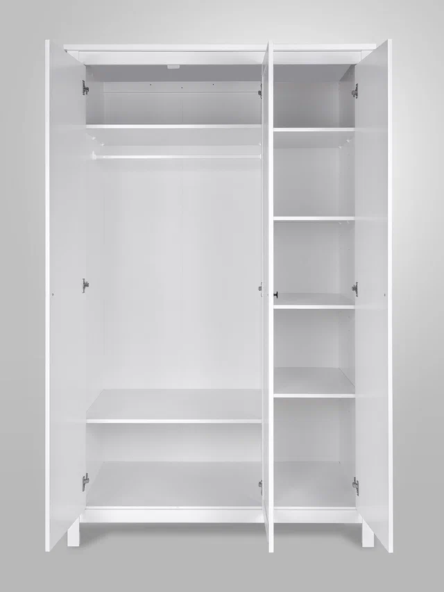 Шкаф распашной Сага, 3 двери с зеркалом, белый в Екатеринбурге - gold-germes.ru | фото 3