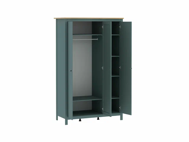 Шкаф распашной Сага, 3 двери, темно-бирюзовый/ясень в Екатеринбурге - gold-germes.ru | фото 4