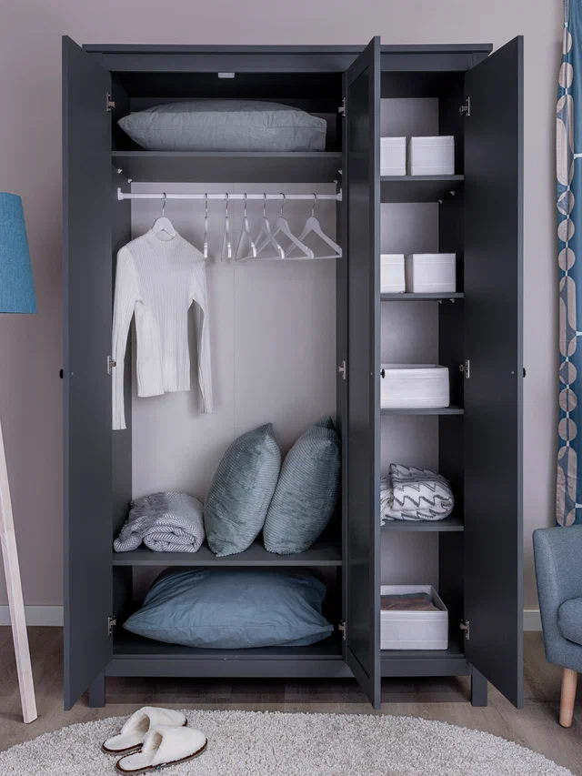 Шкаф распашной Сага, 3 двери, серый в Екатеринбурге - gold-germes.ru | фото 3