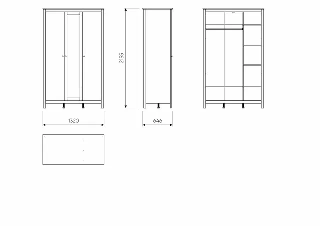 Шкаф распашной Сага, 3 двери, серый в Екатеринбурге - gold-germes.ru | фото 4