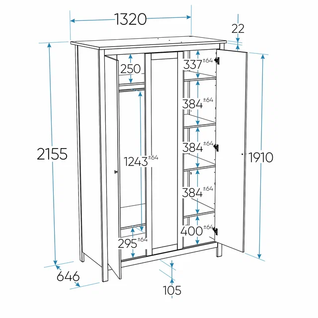 Шкаф распашной Сага, 3 двери серый/ясень в Екатеринбурге - gold-germes.ru | фото 4