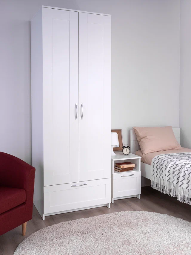 Шкаф ГУД ЛАКК Сириус, 2 двери и 1 ящик, белый в Екатеринбурге - gold-germes.ru | фото 2